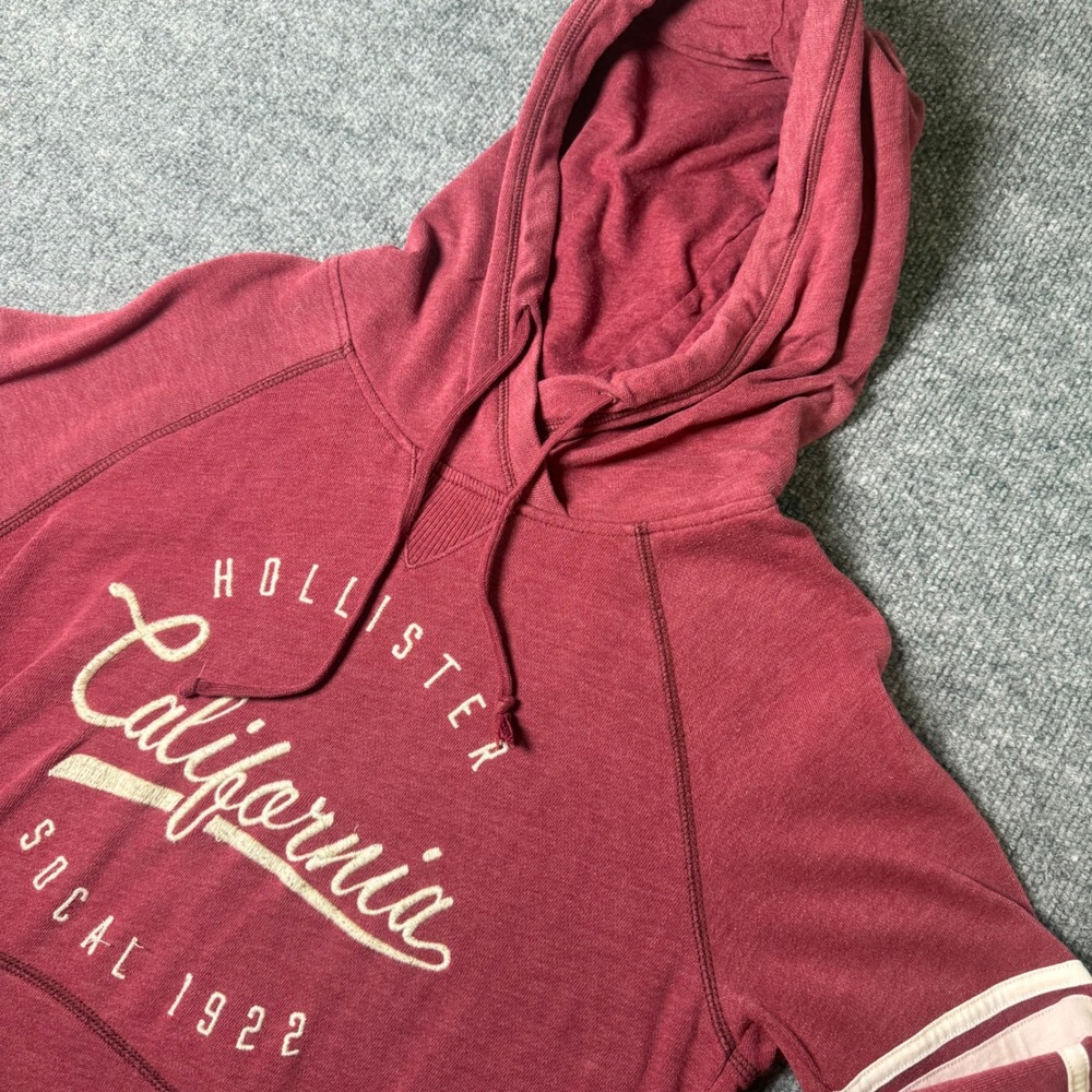 Hollister California SoCal 1922 Hoodie M Women's Medium Red Embroidered Stripes‎
